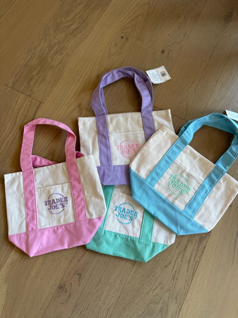 Trader Joe’s Pastel Canvas Mini Tote Bag - Pink, Lavender, Mint, Blue